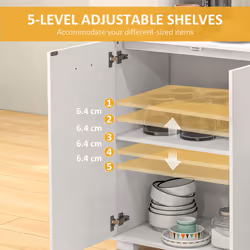 HOMCOM Modern Sideboard Kitchen Storage Cabinet with 2 Drawers, White