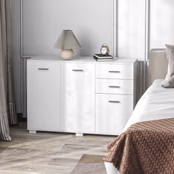 HOMCOM Modern Sideboard Kitchen Storage Cabinet with 2 Drawers, White - Additional view 4