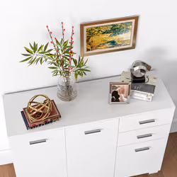 HOMCOM Modern Sideboard Kitchen Storage Cabinet with 2 Drawers, White - Additional view 5