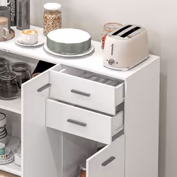 HOMCOM Modern Sideboard Kitchen Storage Cabinet with 2 Drawers, White - Additional view 6