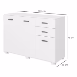 HOMCOM Modern Sideboard Kitchen Storage Cabinet with 2 Drawers, White - Additional view 7