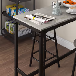HOMCOM 3 Piece Bar Set, Industrial Kitchen and Chair Set Grey - Additional view 5