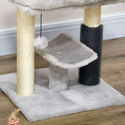 PawHut Small Cat Tree Tower w/ Scratching Posts, Bed, Perch, Self Groomer, Toy - Additional view 5