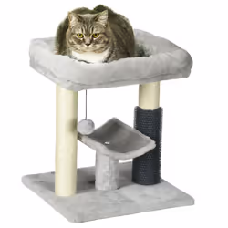PawHut Small Cat Tree Tower w/ Scratching Posts, Bed, Perch, Self Groomer, Toy - Additional view 7