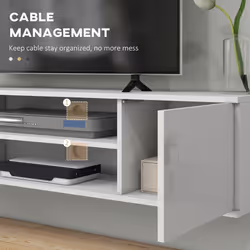 HOMCOM Floating TV Unit for 60" TVs W/ Shelves and Cabinets, White - Additional view 6