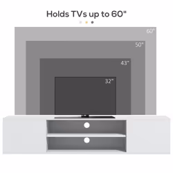 HOMCOM Floating TV Unit for 60" TVs W/ Shelves and Cabinets, White - Additional view 7