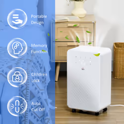 HOMCOM 10L/Day Protable Quiet Air Dehumidifier with Purifier, Timer, 5 Modes - Additional view 6