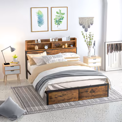 HOMCOM 5.2FT King Bed Frame with Storage Headboard and Under Bed Storage