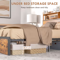 HOMCOM 4.8FT Double Bed Frame with Storage Headboard and Under Bed Storage
