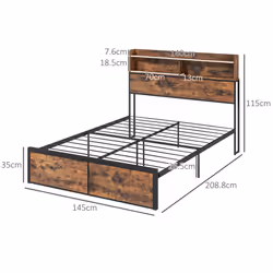 HOMCOM 4.8FT Double Bed Frame with Storage Headboard and Under Bed Storage - Additional view 9
