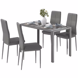 HOMCOM 5 Piece Dining Set Table and 4 Chairs Set for 4 Persons Kitchen Glasstop - Additional view 8