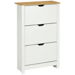 HOMCOM 18-Shoe Storage Cabinet 6 Shelves 3 Drawers Tabletop 4 Legs Modern White