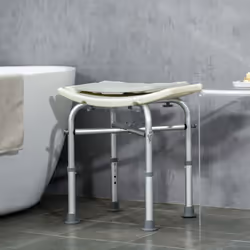 HOMCOM Aluminium Shower Stool Adjustable Bath Stool for Senior Disabled Pregnant