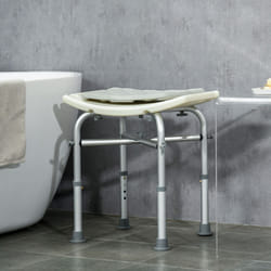 HOMCOM Aluminium Shower Stool Adjustable Bath Stool for Senior Disabled Pregnant