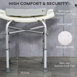 HOMCOM Aluminium Shower Stool Adjustable Bath Stool for Senior Disabled Pregnant