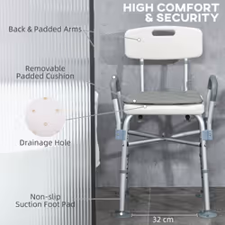 HOMCOM Aluminium Shower Chair Adjustable Bath Stool for Senior Disabled Pregnant