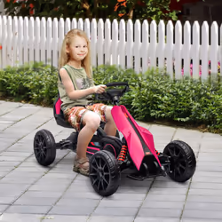 HOMCOM Children Pedal Go Kart w/ Adjustable Seat, Handbrake - Pink