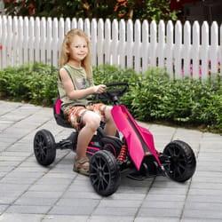 HOMCOM Children Pedal Go Kart w/ Adjustable Seat, Handbrake - Pink