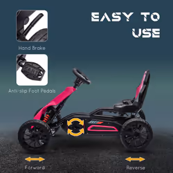 HOMCOM Children Pedal Go Kart w/ Adjustable Seat, Handbrake - Pink