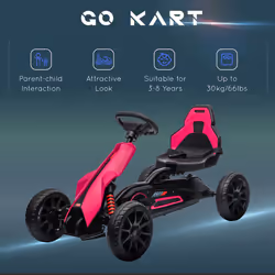 HOMCOM Children Pedal Go Kart w/ Adjustable Seat, Handbrake - Pink - Additional view 5