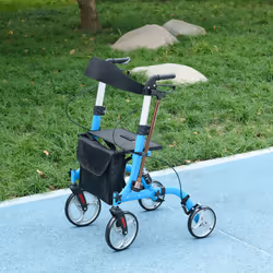 4 Wheel Rollator with Seat Adjustable Mobility Walker with Bag Dual Brakes