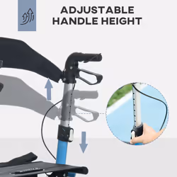 4 Wheel Rollator with Seat Adjustable Mobility Walker with Bag Dual Brakes