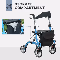 4 Wheel Rollator with Seat Adjustable Mobility Walker with Bag Dual Brakes - Additional view 4