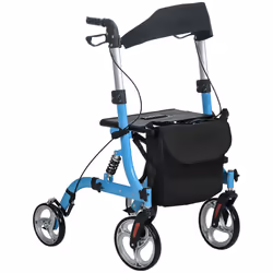 4 Wheel Rollator with Seat Adjustable Mobility Walker with Bag Dual Brakes - Additional view 7