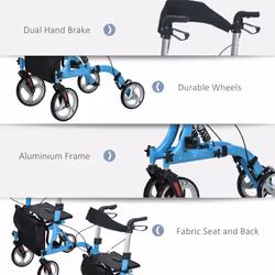 4 Wheel Rollator with Seat Adjustable Mobility Walker with Bag Dual Brakes - Additional view 8