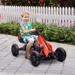 HOMCOM Children Pedal Go Kart w/ Adjustable Seat, Handbrake - Red