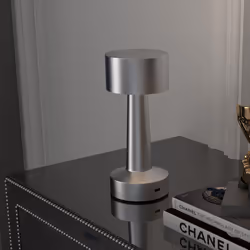 HOMCOM LED Cordless Table Lamp with Battery Operated for Bedroom, Silver - Additional view 7