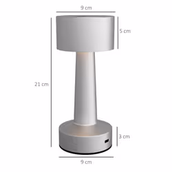 HOMCOM LED Cordless Table Lamp with Battery Operated for Bedroom, Silver - Additional view 8