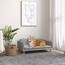 PawHut Dog Sofa Bed with Legs, Water-Resistant Fabric for Medium Dogs - Grey