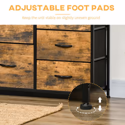 HOMCOM Bedroom Chest of Drawers with 5 Fabric Drawers, Open Shelf, Rustic Brown - Additional view 5