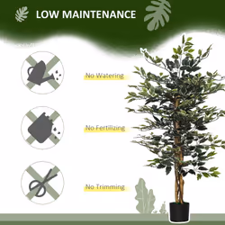HOMCOM Artificial Ficus Tree with Lifelike Leaves and Natural Trunks Green
