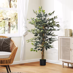 HOMCOM Artificial Ficus Tree with Lifelike Leaves and Natural Trunks Green - Additional view 8