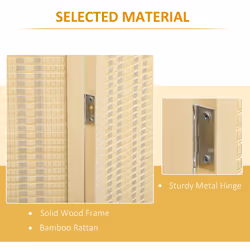 HOMCOM 4 Panel Folding Room Divider 170cm Wall Privacy Screen Protector Natural - Additional view 4