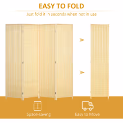 HOMCOM 4 Panel Folding Room Divider 170cm Wall Privacy Screen Protector Natural - Additional view 5