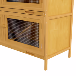 PawHut Double Decker Rabbit Hutch Bunny Cage Pet House Outdoor W/ Tray, Yellow - Additional view 7