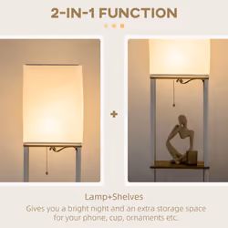 HOMCOM Modern Floor Lamp with Shelves and Fabric Lampshade for Living Room - Additional view 4