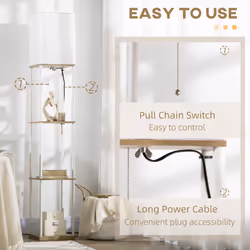 HOMCOM Modern Floor Lamp with Shelves and Fabric Lampshade for Living Room - Additional view 5