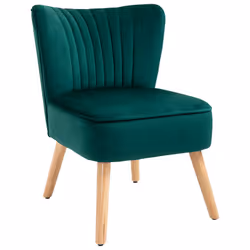 HOMCOM Velvet Accent Chair Occasional Tub Chair for Living Room Bedroom Green