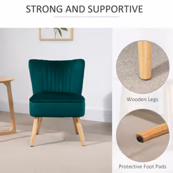 HOMCOM Velvet Accent Chair Occasional Tub Chair for Living Room Bedroom Green - Additional view 7