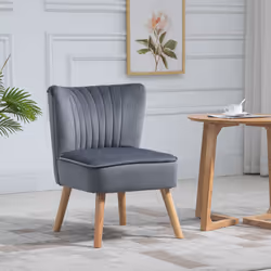 HOMCOM Velvet Accent Chair Occasional Tub Chair for Living Room Bedroom Grey