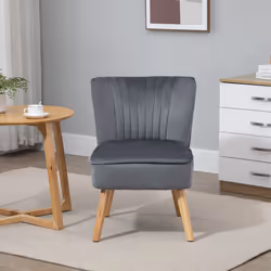 HOMCOM Velvet Accent Chair Occasional Tub Chair for Living Room Bedroom Grey - Additional view 5