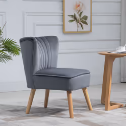 HOMCOM Velvet Accent Chair Occasional Tub Chair for Living Room Bedroom Grey - Additional view 6