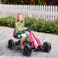 HOMCOM 12V Electric Go Kart w/ Forward Reversing 2 Speeds for 3-8 Yrs - Pink