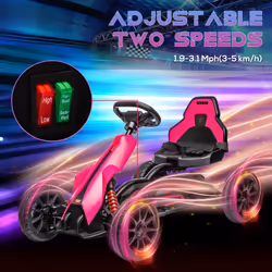 HOMCOM 12V Electric Go Kart w/ Forward Reversing 2 Speeds for 3-8 Yrs - Pink - Additional view 4