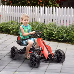 HOMCOM 12V Electric Go Kart w/ Forward Reversing 2 Speeds for 3-8 Yrs - Red