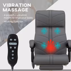Vinsetto PU Leather Vibration Massage Office Chair with Heat, Footrest, Grey